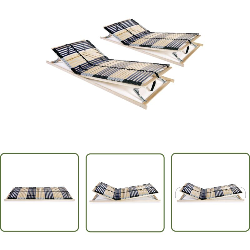 The Living Store Lattenroste 2 Stk. mit 42 Latten 7 Zonen 80x200 cm - Lattenrost - Holzrahmen - Birkenholz - Buchenholz - Lattenrost 80x200