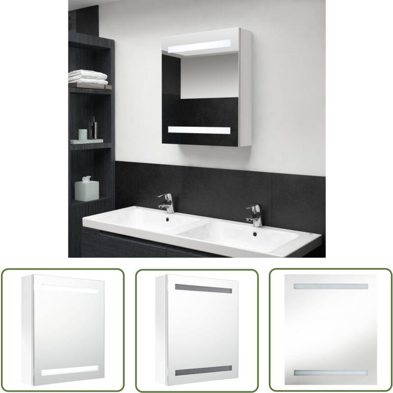 The Living Store LED-Bad-Spiegelschrank Glänzendes Weiß 50x14x60 cm - LED-Spiegelschrank - Badezimmermöbel - Kosmetikspiegel - Wandspiegel