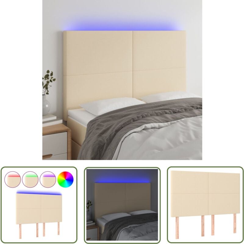 Led Kopfteil Creme 144x5x118/128 cm Stoff - led Kopfteil - Bett Kopfstütze - Kopfteil Creme - Beleuchtung Fürs Bett - Leselampe Für Das Bett - The