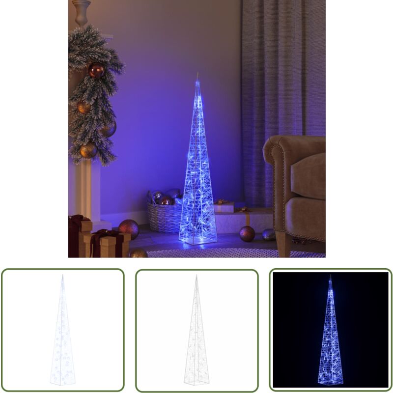 LED-Leuchtkegel Acryl Deko Blau 90 cm - LED-Lichterkette - Weihnachtsdeko - Outdoor-Beleuchtung - Blaue Beleuchtung - Akrylleuchter - The Living Store