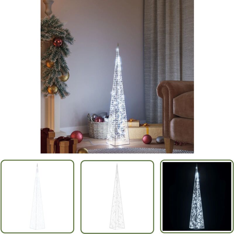 The Living Store - LED-Leuchtkegel Acryl Deko Kaltweiß 90 cm - LED-Dekoration - Weihnachtsbeleuchtung - Lichtkegel - Outdoor-Beleuchtung