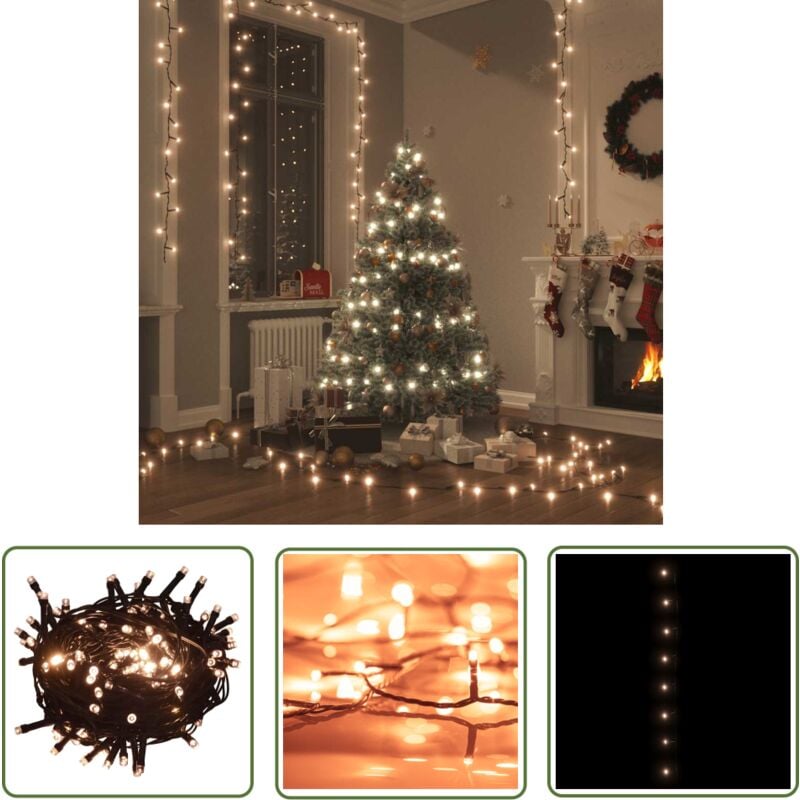 The Living Store LED-Lichterkette mit 150 LEDs Warmweiß 15 m PVC - LED-Lichtring - Lichterkette - Weihnachtsdeko - Outdoor Beleuchtung - Indoor