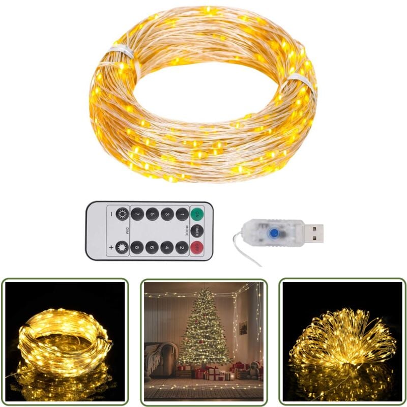 The Living Store LED-Lichterkette mit 300 LEDs Warmweiß 30 m - LED-Lichterkette - Weihnachtsdeko - Outdoor-Beleuchtung - Indoor-Beleuchtung