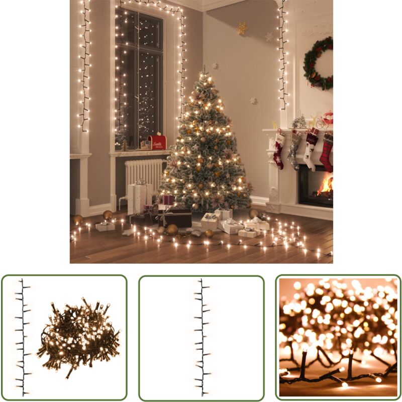 The Living Store - LED-Lichterkette mit 3000 LEDs Warmweiß 65 m pvc - Weihnachtsdeko - LED-Lichtringe - Lichterkette - Innenbeleuchtung - Outdoor
