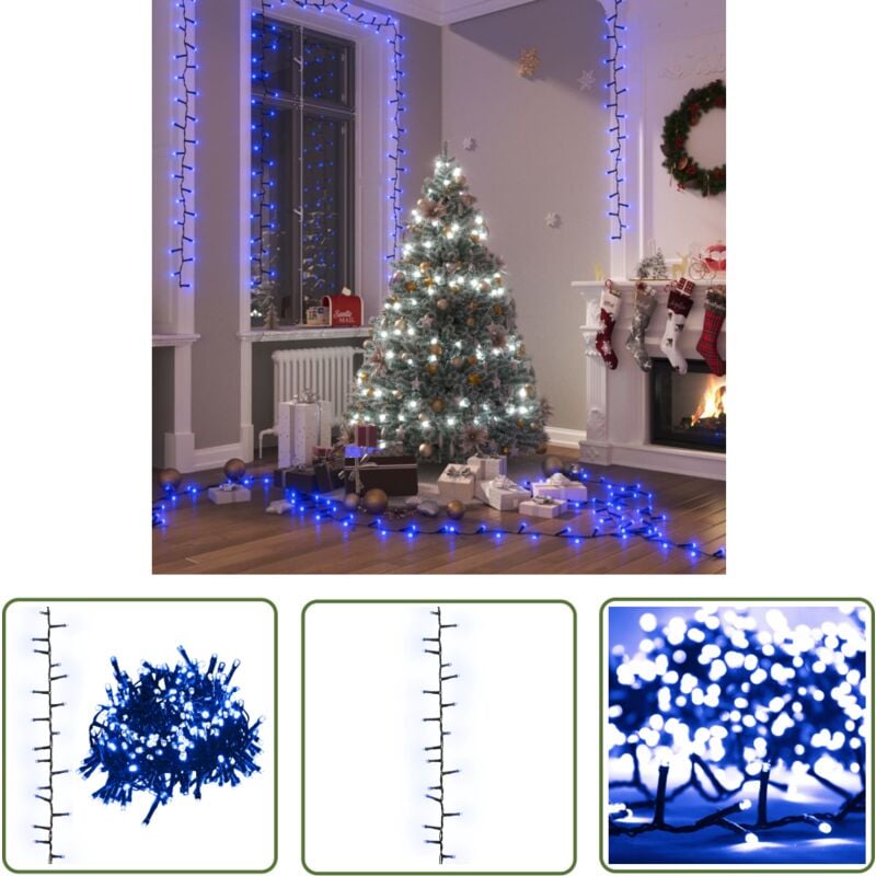 The Living Store LED-Lichterkette mit 400 LEDs Blau 13 m PVC - Weihnachtsdeko - LED-Lichtringe - Blaue Beleuchtung - Lichterkette - Indoor Beleuchtung