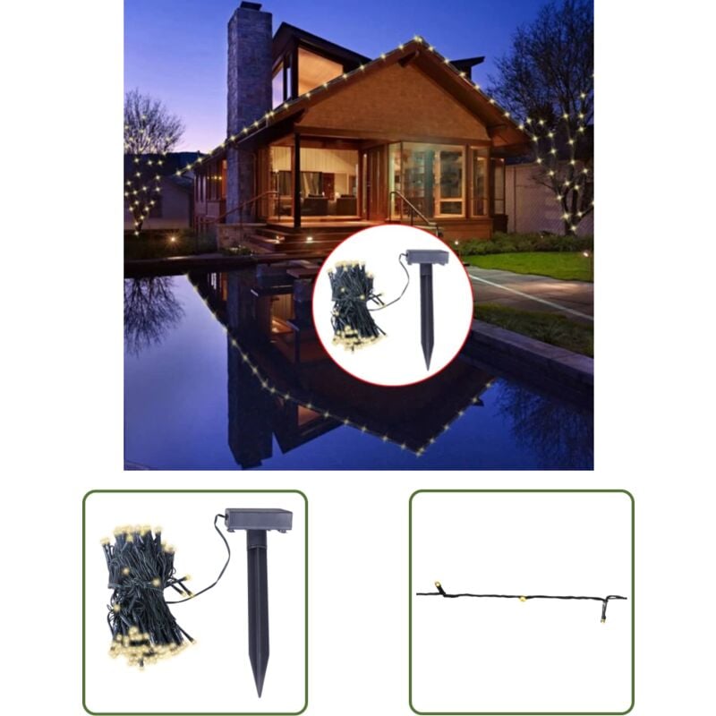 LED-Solar-Lichterkette Warmweiß Weihnachtsdeko - led Lichterkette - Solarleuchte - Weihnachtsdekoration - Außendekoration - Gartenbeleuchtung - The