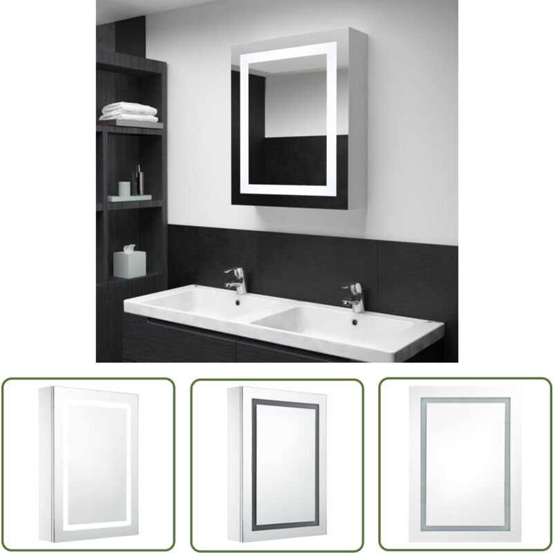 The Living Store - LED-Spiegelschrank 50x13x70 cm - LED-Spiegelschrank - Badezimmerspiegel - Spiegelschrank Weiß - Badezimmermöbel