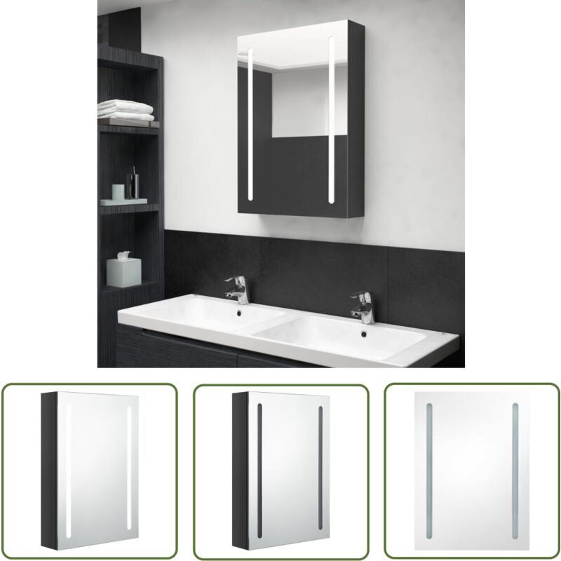 The Living Store - LED-Spiegelschrank fürs Bad Glänzend Schwarz 50x13x70 cm - LED-Spiegelschrank - Badezimmermöbel - Kosmetikspiegel - Make-up-Tisch