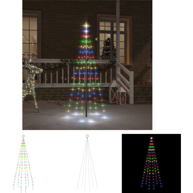 The Living Store LED-Weihnachtsbaum für Fahnenmast Mehrfarbig 108 LEDs 180 cm - Weihnachtsbeleuchtung