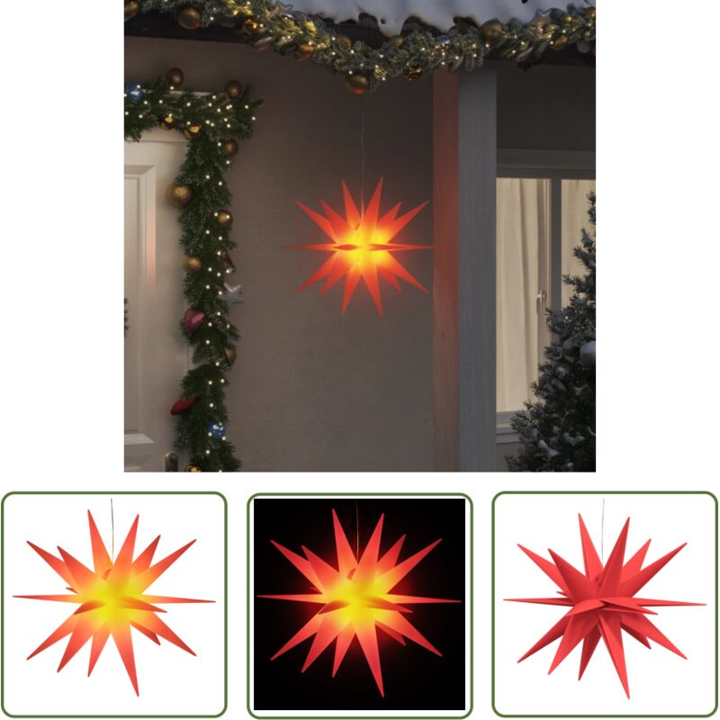 The Living Store LED-Weihnachtsstern Faltbar Rot 43 cm - Adventsstern - Weihnachtsdeko - Lichterkette - Outdoor Beleuchtung - Indoor Beleuchtung