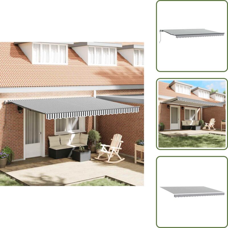 The Living Store Markise Automatisch Anthrazit und Weiß 450x300 cm - Markise - Gartendeckoration - Sonnenschutz - Aluminium Markise - Elektrische