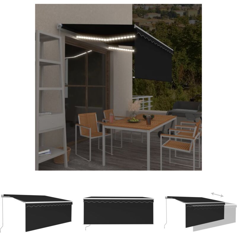 Markise mit Rollo - vidaXL Markise Manuell Einziehbar mit Rollo & LED 3x2,5m Anthrazit - Markise Anthrazit