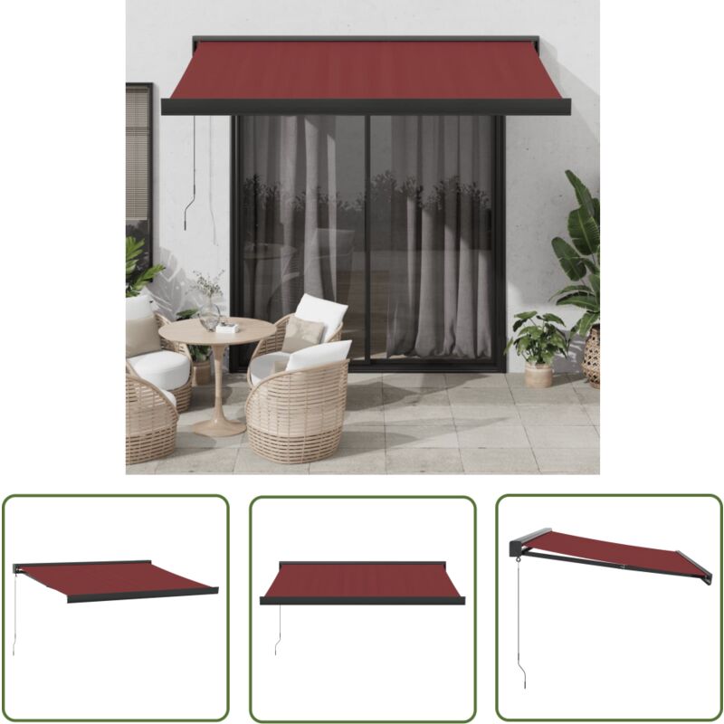 The Living Store Markise Manuell Weinrot 300x250 cm - Markise - Sonnenschutz - Gartensonnenblende - Außenmarkise - Terrassenschirm