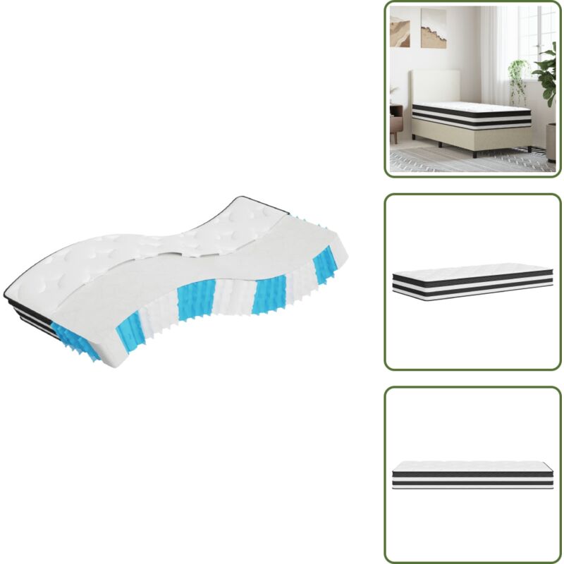 Matratze Taschenfederkern Mittel 90x190 cm - Taschenfederkernmatratze - Matratze 90x190 - Mittelhart - Doppelbettmatratze - Matratze Weiß - The