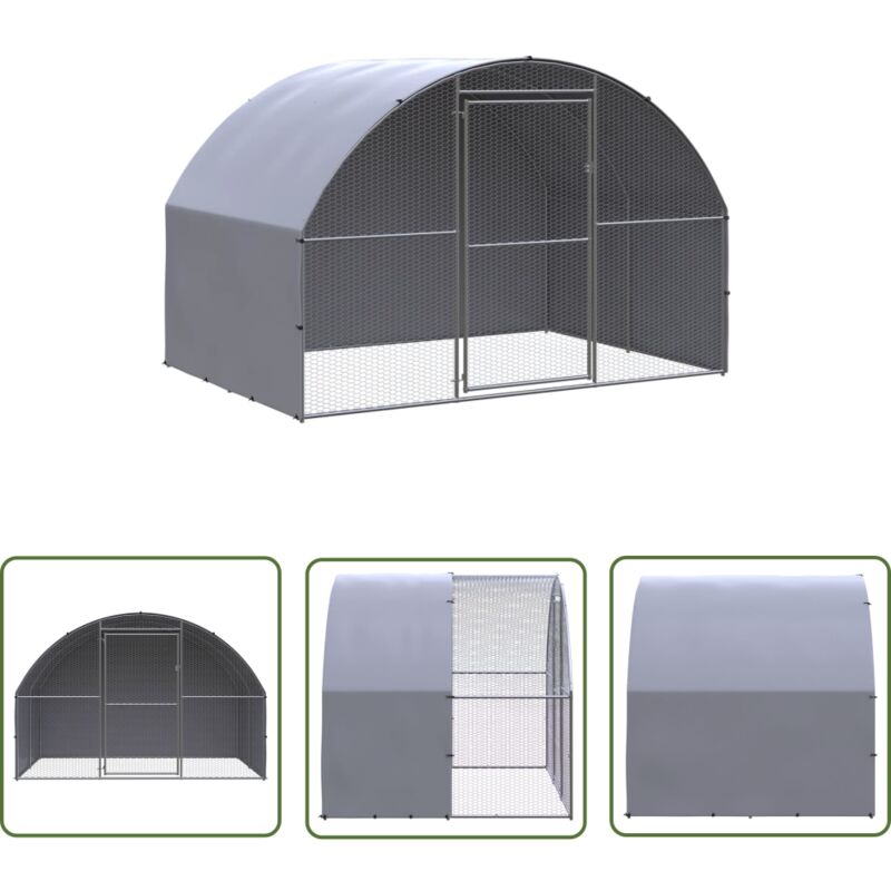 The Living Store Outdoor-Hühnerstall 3x2x2 m Verzinkter Stahl - Hühnerstall - Hühnergehege - Geflügelhaus - Auslauf Für Hühner - Stall Für Vögel