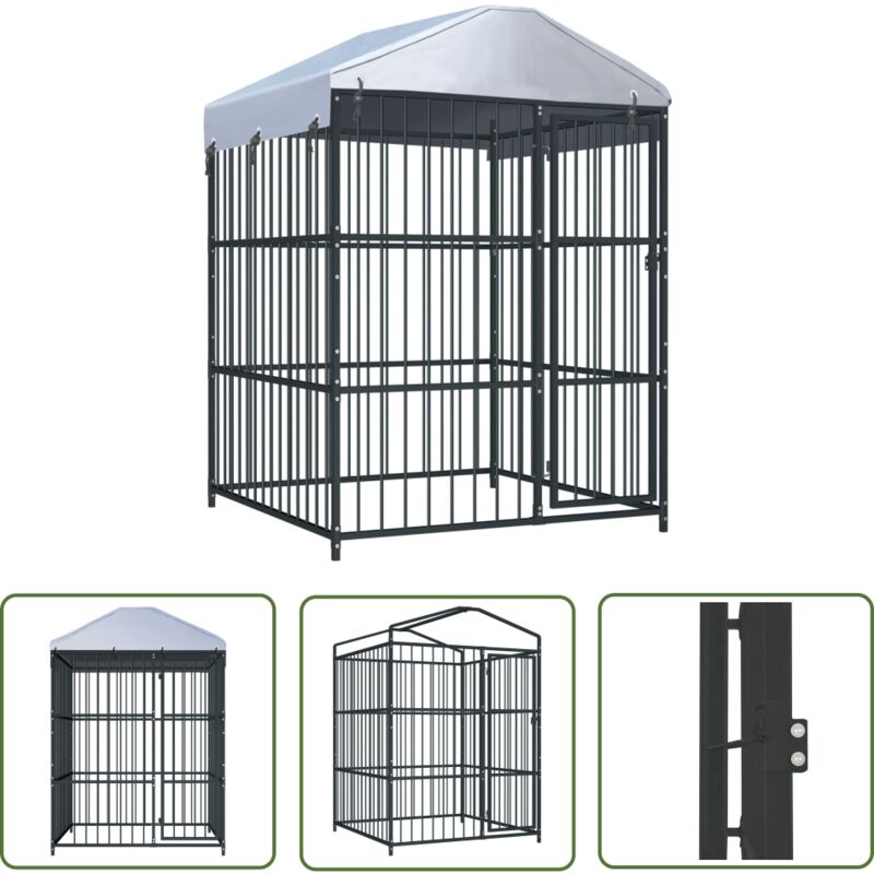 The Living Store - Outdoor-Hundezwinger mit Überdachung 150 x 150 x 200 cm - Outdoor Hundezwinger - Hundegarten - Hundeschutz - Hundehütte