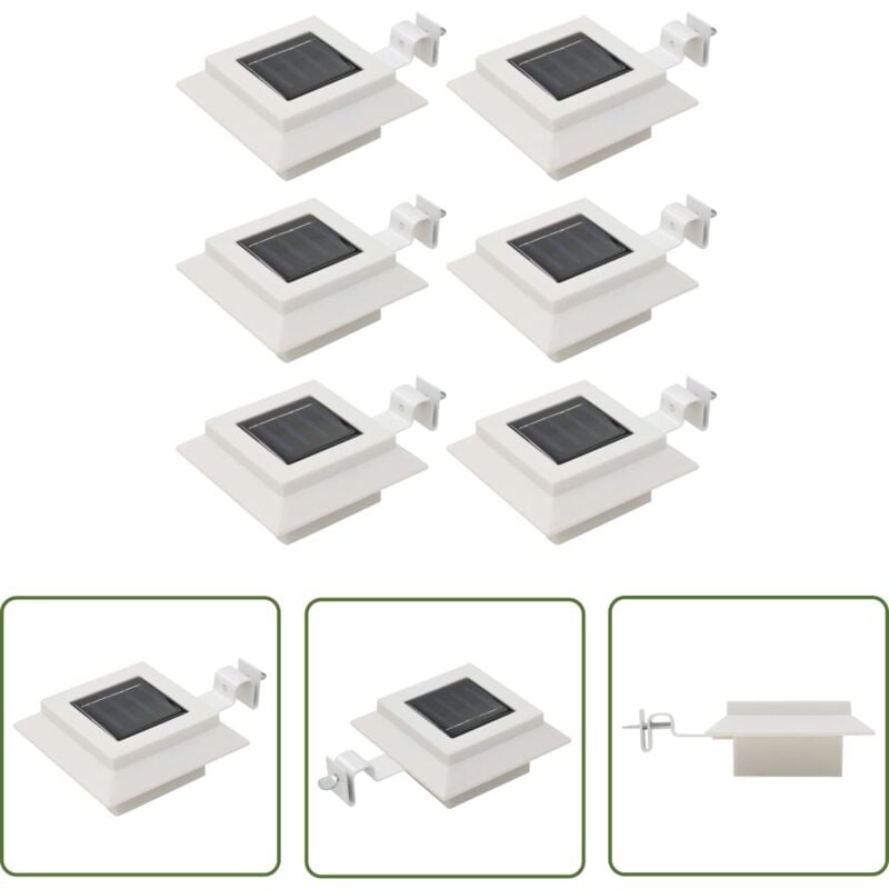 The Living Store Outdoor Solarleuchten 6 Stück led Quadratisch 12 cm Weiß - Outdoor Beleuchtung - Solarlaterne - Gartenbeleuchtung - Sonnenstrom