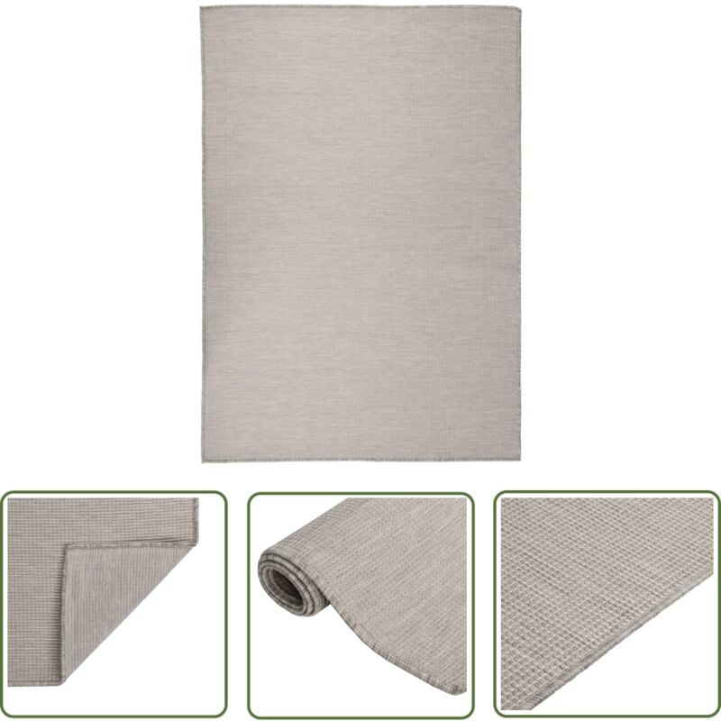 The Living Store - Outdoor-Teppich Flachgewebe 160x230 cm Taupe - Outdoor-Teppich - Terrassen-Teppich - Balkonteppich - Flachgewebe-Teppich
