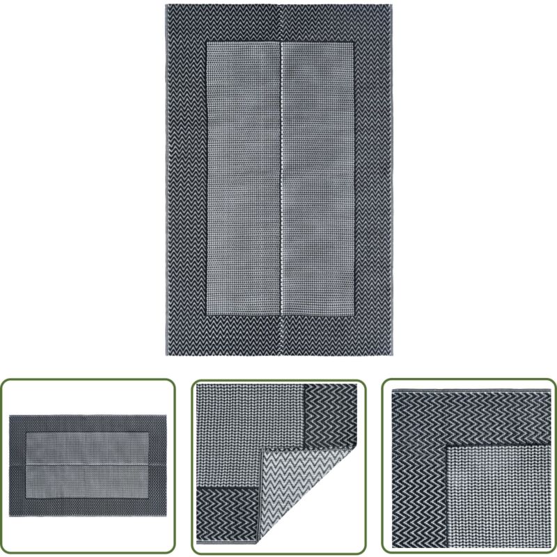 The Living Store - Outdoor-Teppich arakil Grau 120x180 cm pp - Außenbereich Dekoration - Balkon Teppich - Terrassen Teppich - Garten Teppich