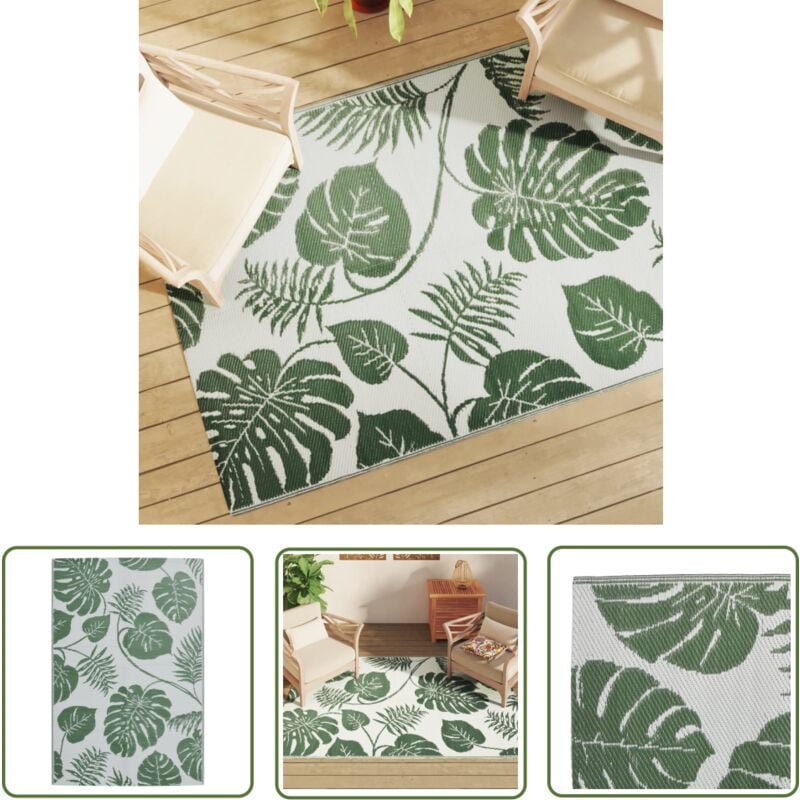 The Living Store - Outdoor-Teppich arakil Grün 140x200 cm pp - Gartenteppich - Outdoor-Teppich - Balkonmöbel - Terrassenmöbeln - Grüner Teppich