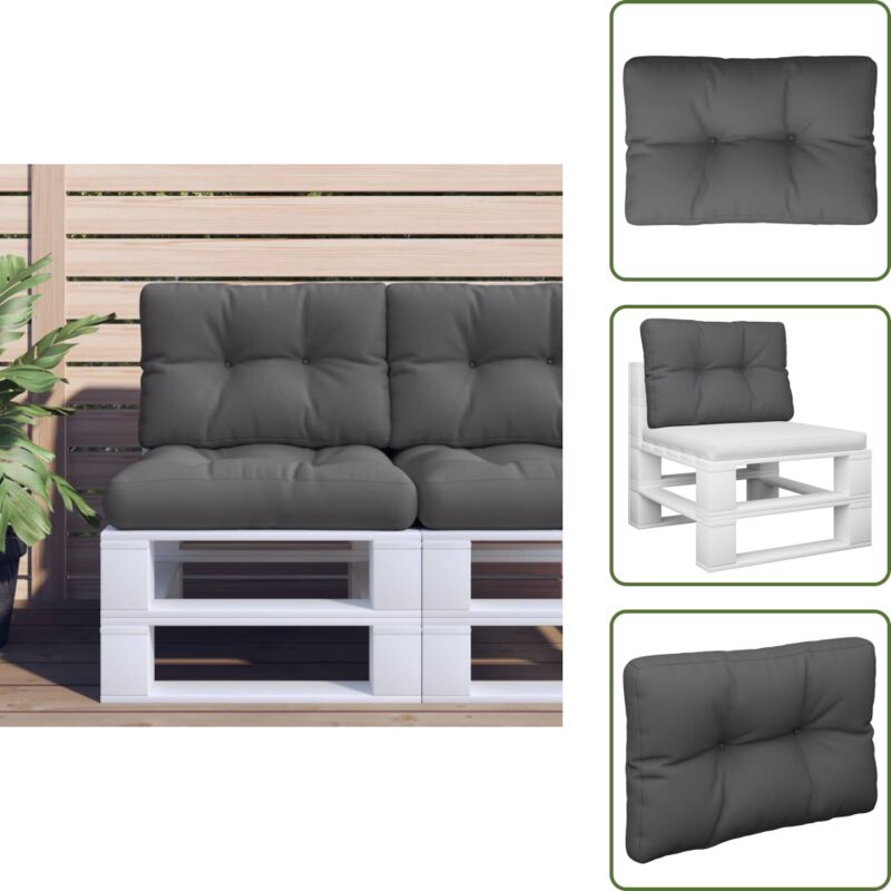 The Living Store Palettenkissen Anthrazit 60x40x12 cm Stoff - Sitzkissen - Palettenkissen - Gartenkissen - Outdoorkissen - Polstersitz