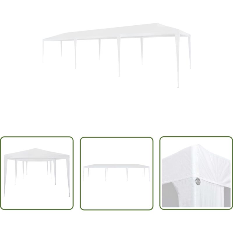 The Living Store - Partyzelt 3x9 m pe Weiß - Partyzelt - Gartenpavillon - Outdoorzelt - Feierzelt - Weisse Markise