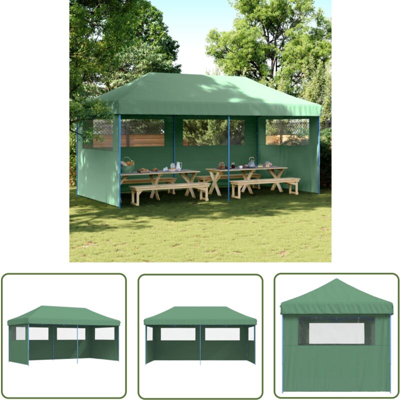 Partyzelt Faltbar Pop-Up mit 3 Seitenteilen Grün - Outdoor-Pavillon - Gartenfestzelt - Partyzelt - Sonnensegel - Markise - The Living Store