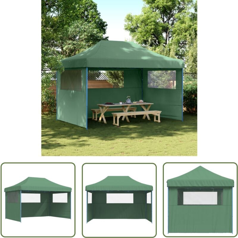 Partyzelt Faltbar Pop-Up mit 3 Seitenteilen Grün - Outdoor-Pavillon - Gartenpavillon - Festzelt - Eventzelt - Partyzelt - The Living Store