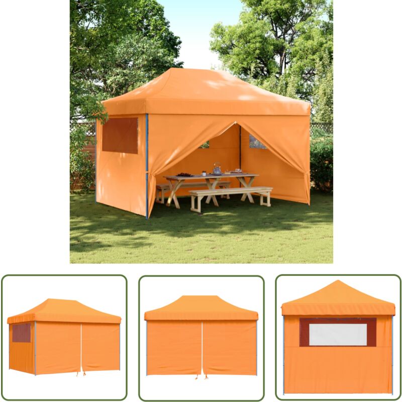 The Living Store - Partyzelt Faltbar Pop-Up mit 4 Seitenteilen Orange - Outdoor-Pavillon - Partyzelt - Sonnensegel - Gartenfestzelt - Markise