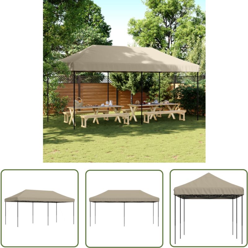 The Living Store - Partyzelt Faltbar Pop-Up Taupe 580x292x315 cm - Outdoor Partyzelt - Pavillon - Sonnensegel - Gartenfestzelt - Markise