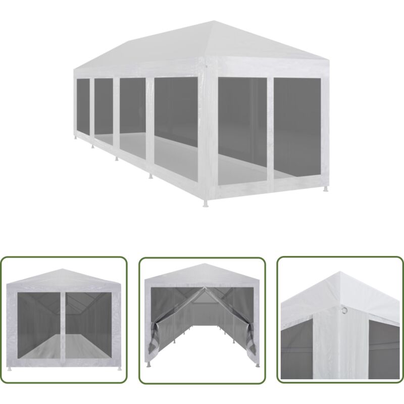 The Living Store Partyzelt mit 10 Mesh-Seitenwänden 12 x 3 m - Partyzelt - Gartenzelt - Festzelt - Sommergarten - Außenbereich