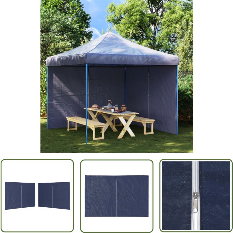 The Living Store - Partyzelt-Seitenwände 2 Stück mit Reißverschluss pe Blau - Partyzelt Seitenwand - PE-Plane - Sonnenschutz - Wasserfest - Outdoor