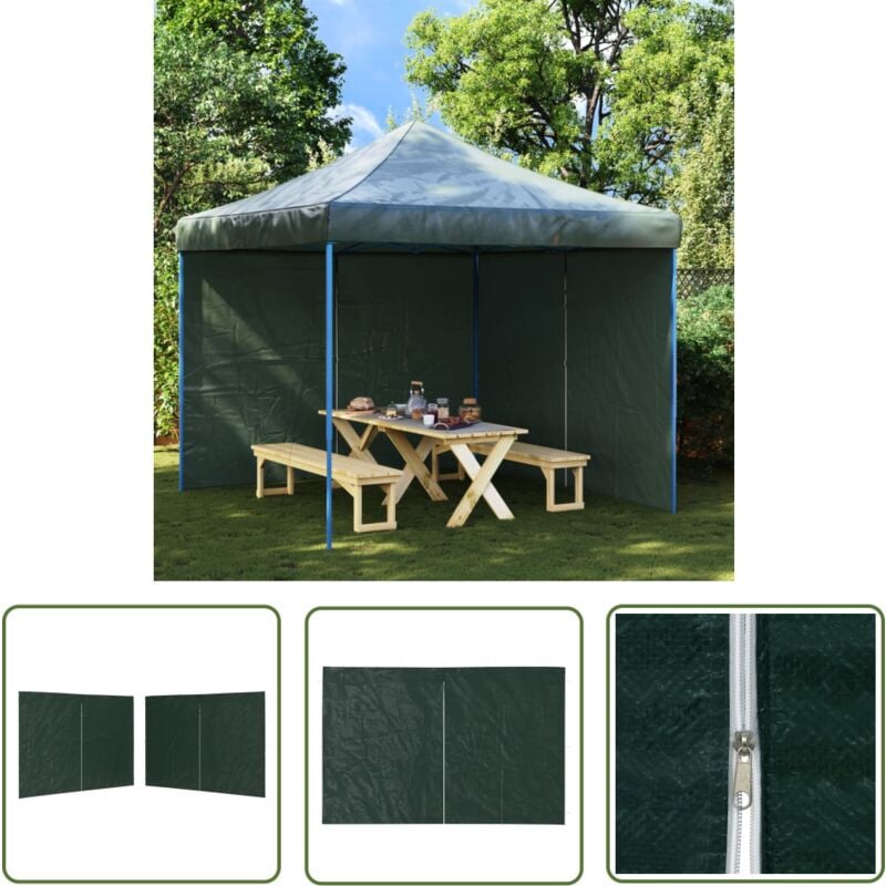 The Living Store - Partyzelt-Seitenwände 2 Stück Reißverschluss pe Grün - Partyzelt Seitenwand - PE-Plane - Sonnenschutz - Wasserfest