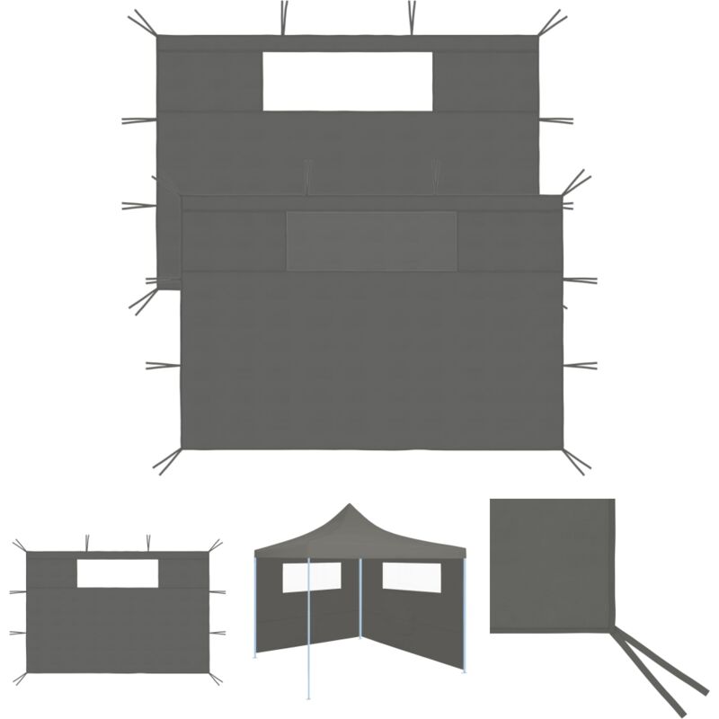 The Living Store - Pavillon-Seitenwände mit Fenstern 2 Stk. Anthrazit - Pavillon-Rahmen - Anthrazit
