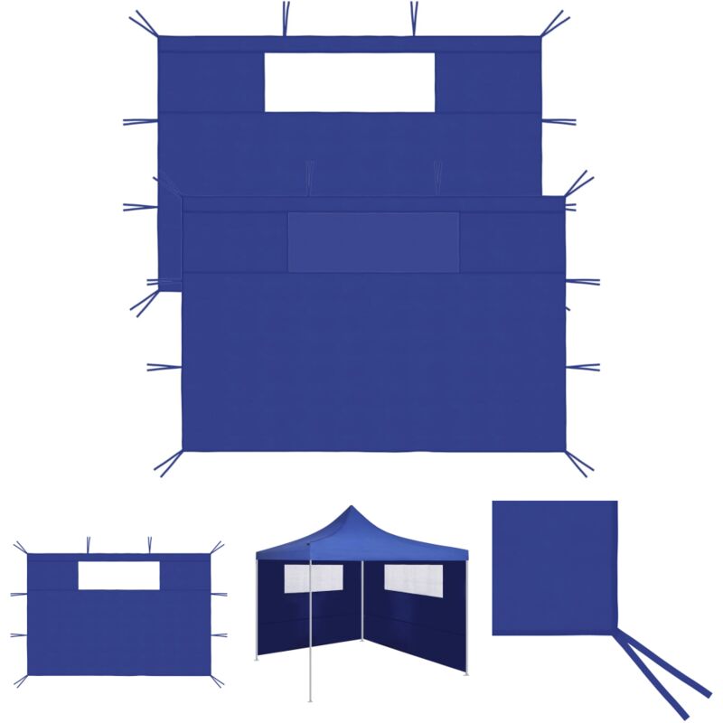 The Living Store - Pavillon-Seitenwände mit Fenstern 2 Stk. Blau - Pavillon-Rahmen - Blau