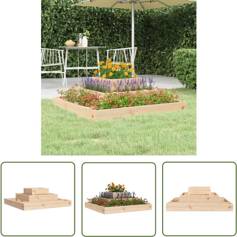 The Living Store - Pflanzkübel 80x80x27 cm Massivholz Kiefer - Holzpflanze - Hochbeet - Blumenerde - Gartendekoration - Pflanzgefäß