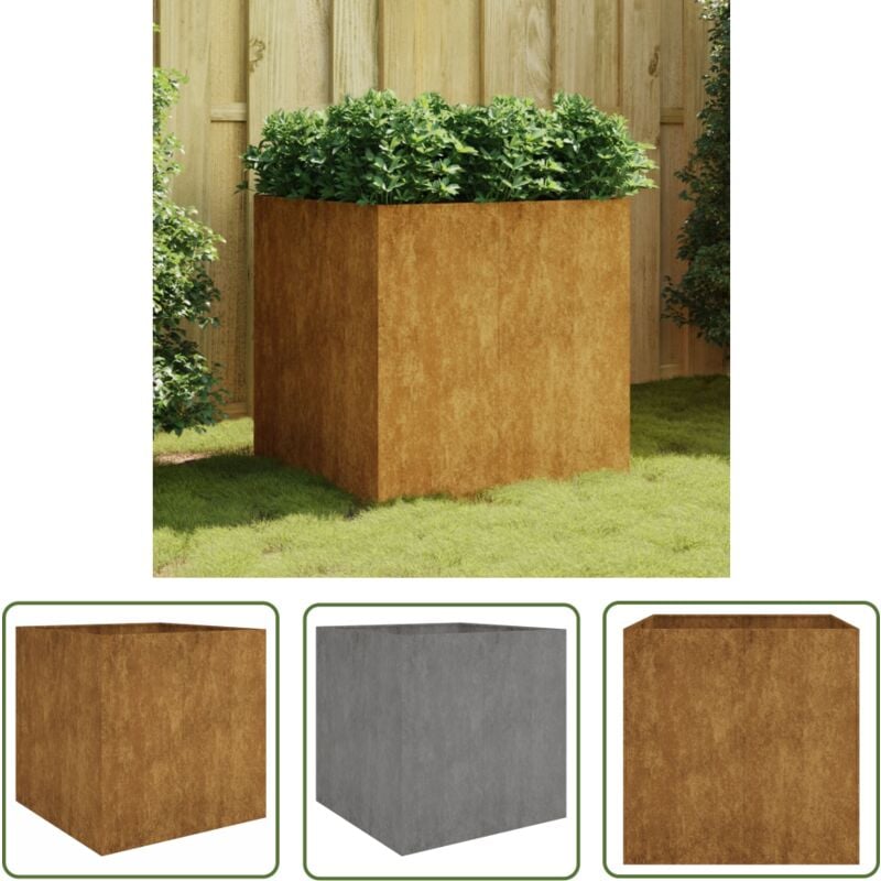 The Living Store - Pflanzkübel 80x80x80 cm Cortenstahl - Rostiger Pflanzkübel - Cortenstahl Pflanzkübel - Gartendekoration - Hochbeet - Blumenerde