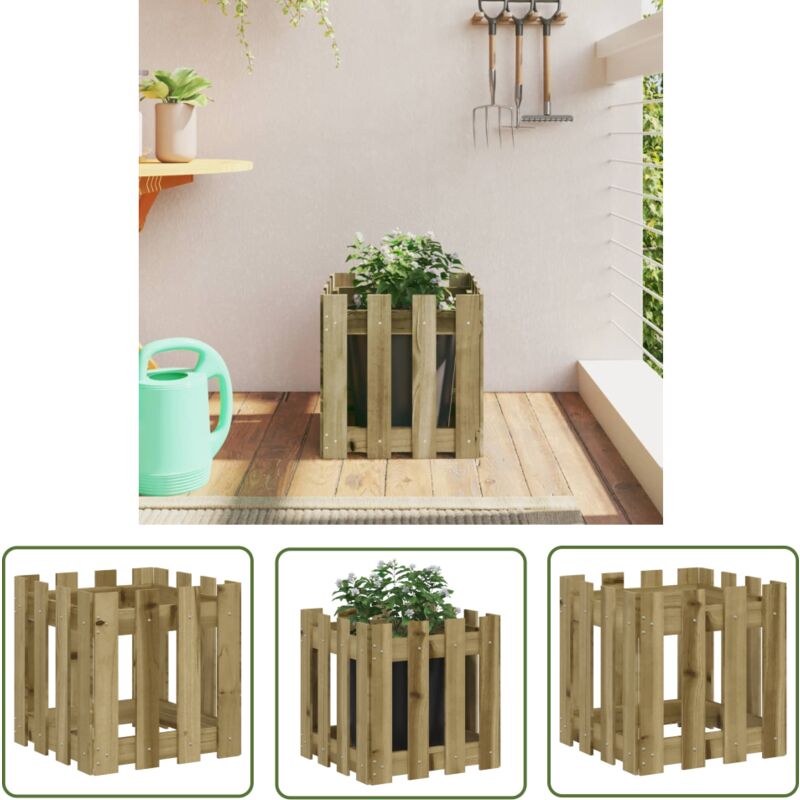 The Living Store - Pflanzkübel Latten-Design 40x40x40 cm Kiefernholz Imprägniert - Holzpflanze - Blumenerde - Gartendekoration - Kübeln