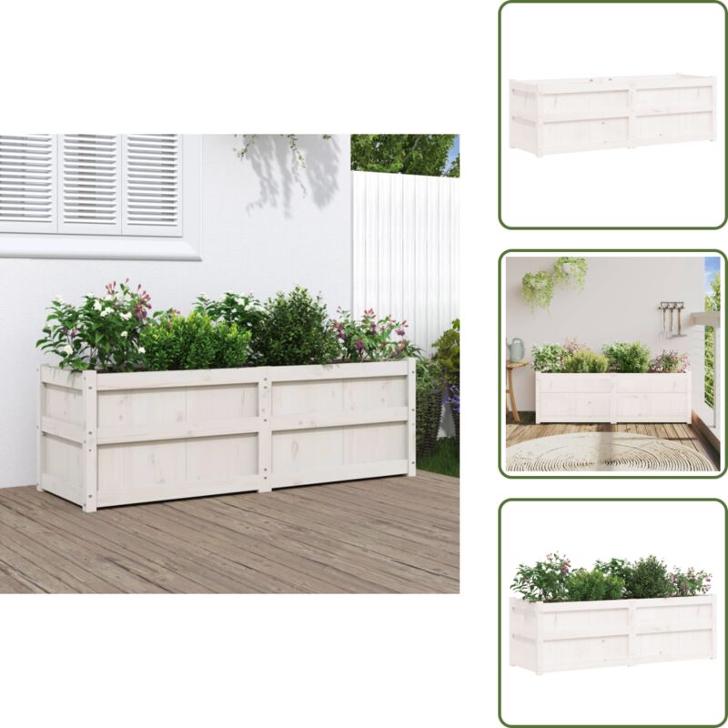 The Living Store - Pflanzkübel Weiß 150x50x50 cm Massivholz Kiefer - Holzpflanze - Kübeln - Blumenerde - Gartendekoration - Balkonpflanzen