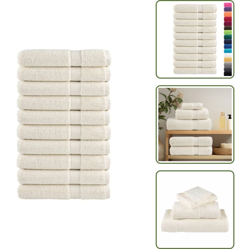 Premium-Handtücher solund 10 Stk. Cremeweiß 100x200 cm 600 g/m² - Baumwolle - Cremefarbenes Handtuch - Waschbare Handtücher - Große Handtücher