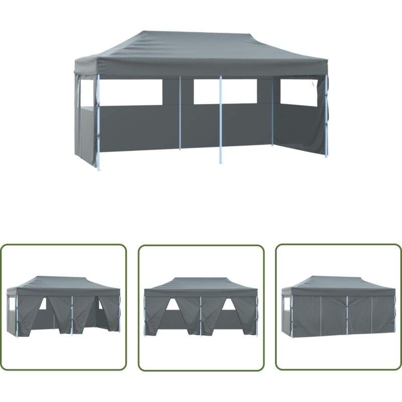 Profi-Partyzelt Faltbar mit 4 Seitenwänden 3×6m Stahl Anthrazit - Outdoor Event Zelt - Partyzelt - Gartenparty - Grillplatz - Festivalzelt - The