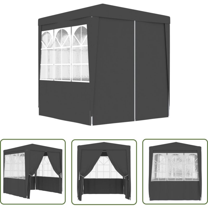 Profi-Partyzelt mit Seitenwänden 2×2m Anthrazit 90 g/m² - Partyzelt - Gartenpavillon - Outdoor Zelt - Grillplatzüberdachung - Festzelt - The Living