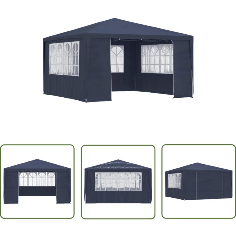 The Living Store - Profi-Partyzelt mit Seitenwänden 4×4 m Blau 90 g/m² - Partyzelt - Gartenpavillon - Outdoor Zelt - Grillplatz - Feierzelt