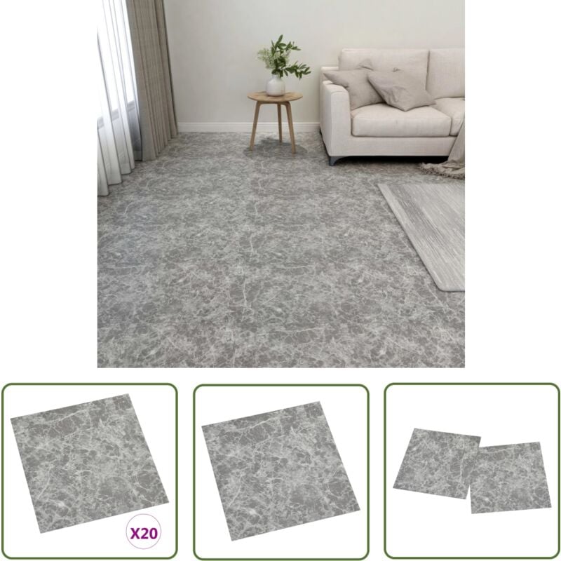 PVC-Fliesen Selbstklebend 20 Stk. 1,86 m² Betongrau - pvc Fliesen - Betonoptik - Selbstklebend - Wohnraum - Küche - The Living Store