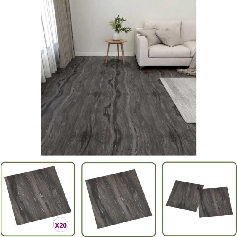 PVC-Fliesen Selbstklebend 20 Stk. 1,86 m² Dunkelgrau - pvc Fliesen - Vinyl Boden - Selbstklebender Bodenbelag - Wohnzimmer Dekoration - Küche Boden