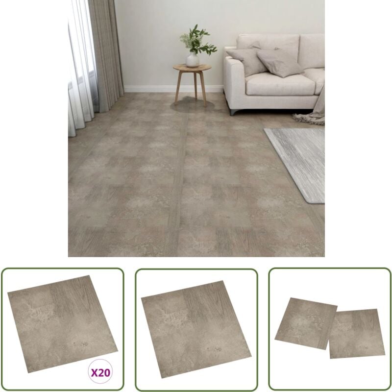 PVC-Fliesen Selbstklebend 20 Stk. 1,86 m² Grau - pvc Fliesen - Vinylboden - Selbstklebender Bodenbelag - Grauer Boden - Wohnraum Dekoration - The