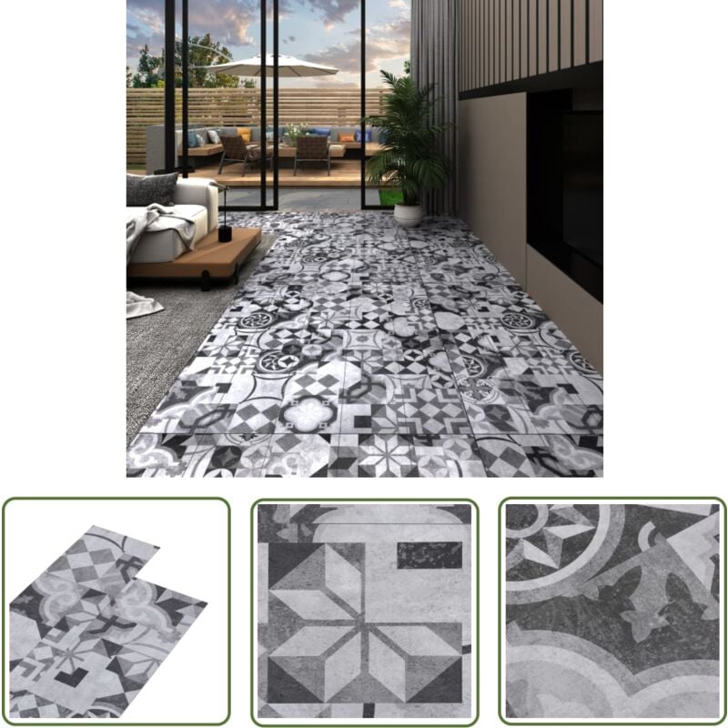 The Living Store - PVC-Fliesen Selbstklebend 5,21 m² 2 mm Graues Muster - pvc Fliesen - Selbstklebender Bodenbelag - Vinylboden - Designlaminat