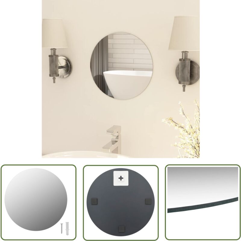 The Living Store Rahmenloser Spiegel Rund 30 cm Glas - Wandspiegel - Runder Spiegel - Spiegel Ohne Rahmen - Wohnzimmerdeko - Badezimmerdekor