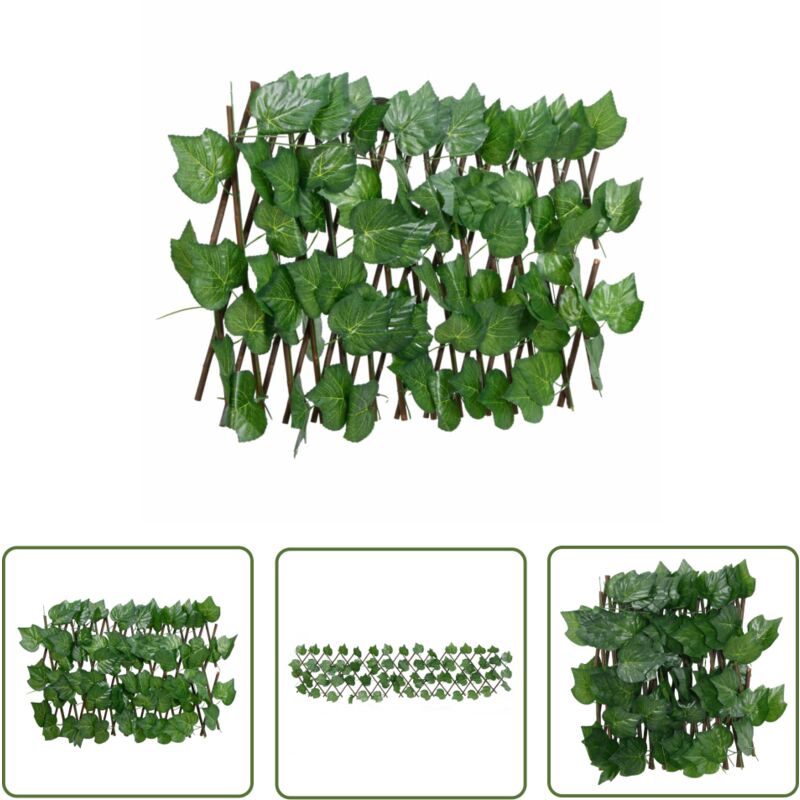 The Living Store - Rankgitter mit Künstlichem Weinlaub Erweiterbar Grün 180x20 cm - Rankgitter - Sichtschutzzaun - Gartendekoration - Kunstpflanzen