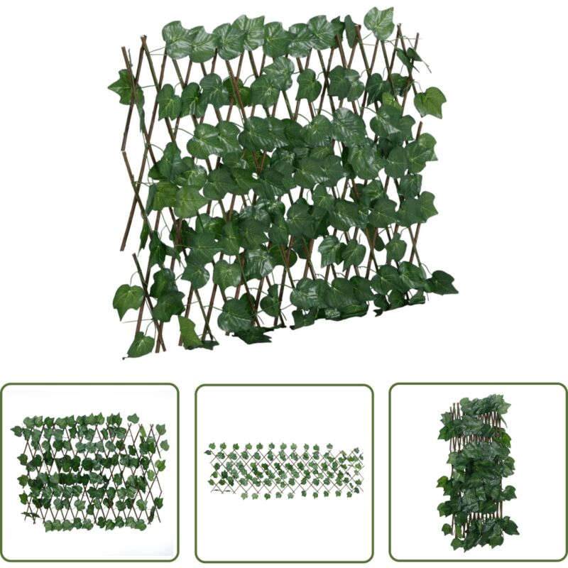 The Living Store Rankgitter mit Künstlichem Weinlaub Erweiterbar Grün 190x60 cm - Rankgitter - Sichtschutzzaun - Gartendekoration - Kunstpflanzen